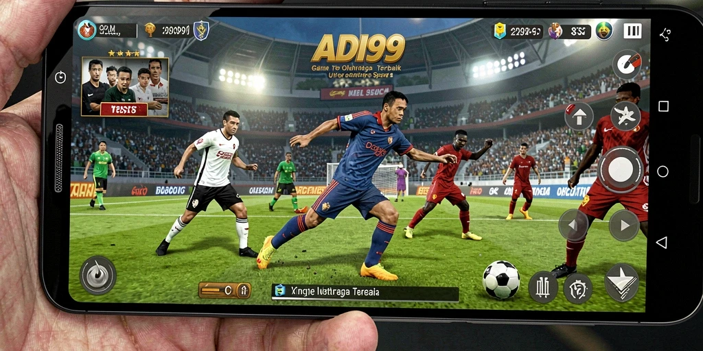 Screenshot utama ADI99 menampilkan aksi seru dalam gameplay olahraga.