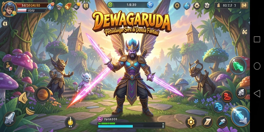 Gameplay seru DEWAGARUDA dengan pemandangan yang memukau.