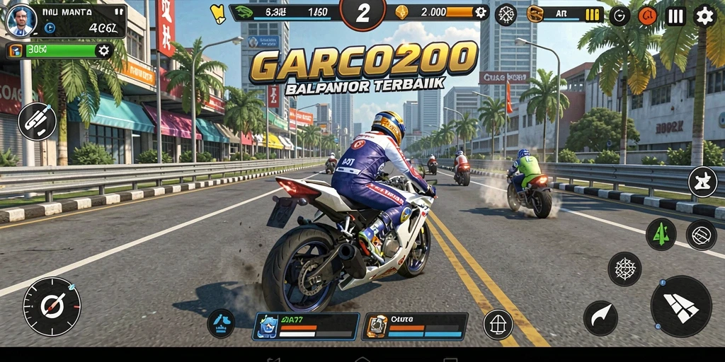 Tampilan GUI layar balapan seru di GARCO200.
