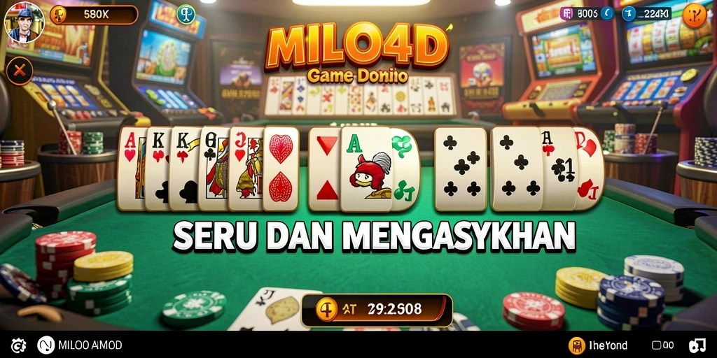 Screenshot gameplay seru dari MILO4D dengan permainan Domino yang menantang.