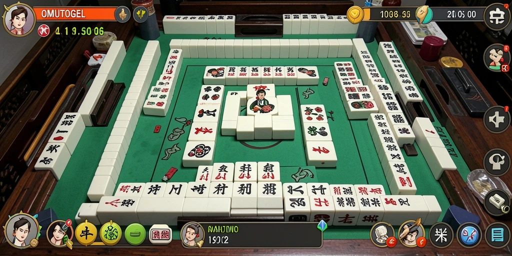 Gameplay menarik Mahjong dalam OMUTOGEL yang penuh warna.