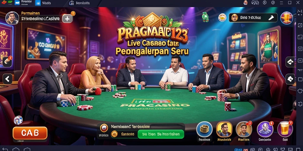 Screenshot utama PRAGMATIC123 menampilkan dealer langsung dan permainan yang seru.