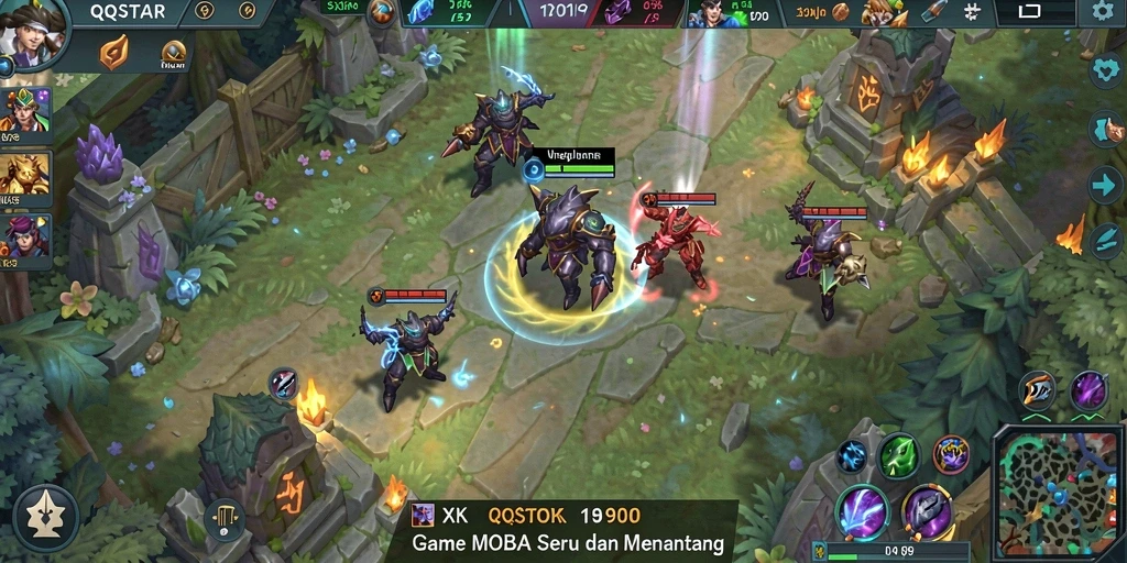 Tampilan gameplay seru dalam QQSTAR dengan karakter yang dinamis.